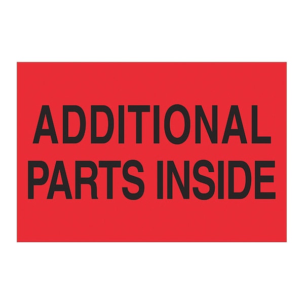 Tape Logic® Labels, "Additional Parts Inside", 2 x 3", Fluorescent Red, 500/Roll