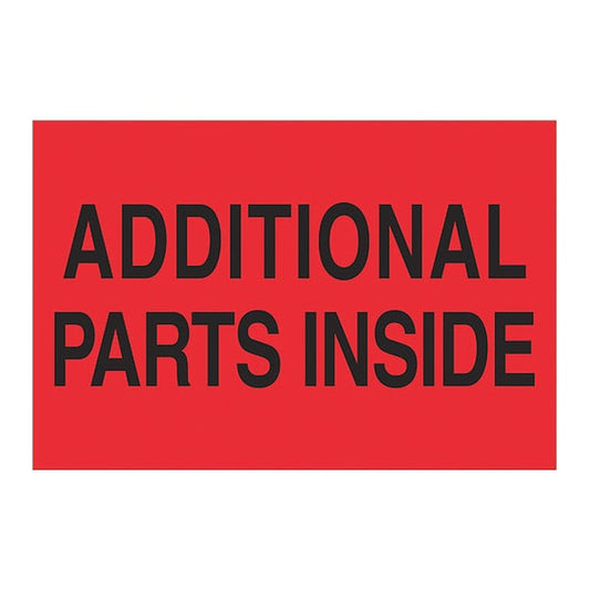 Tape Logic® Labels, "Additional Parts Inside", 2 x 3", Fluorescent Red, 500/Roll