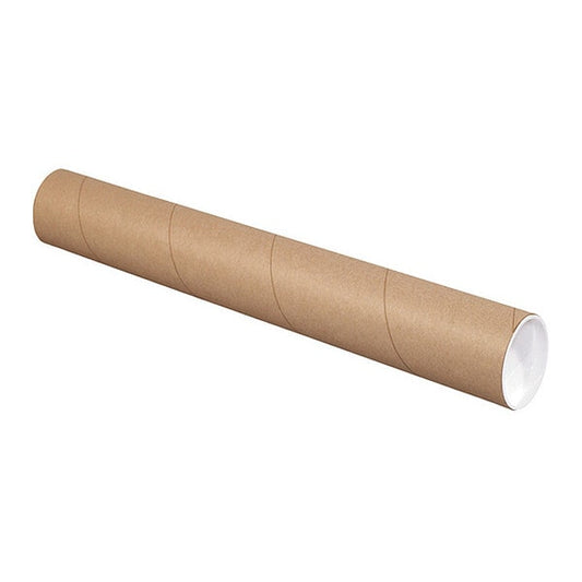 Mailing Tubes with Caps, 3" x 26", Kraft, 24/Case