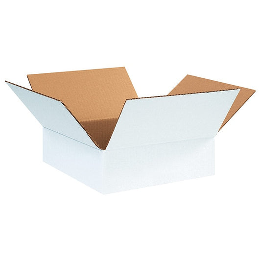 Corrugated Boxes, 12" x 12" x 4", White, 25/Bundle