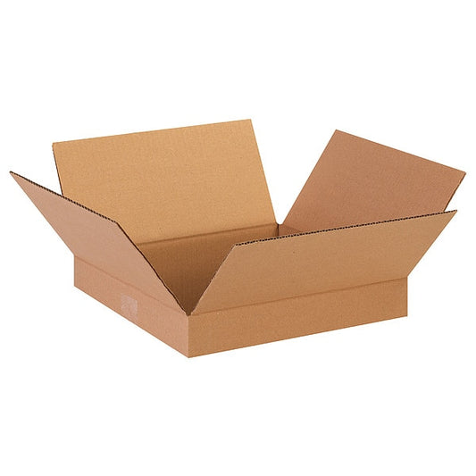 Flat Corrugated Boxes, 13" x 13" x 2", Kraft, 25/Bundle