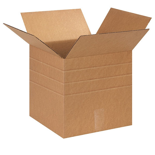 Multi-Depth Corrugated Boxes, 13" x 13" x 13", Kraft, 25/Bundle