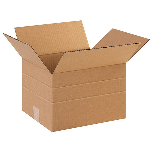 Multi-Depth Corrugated Boxes, 12" x 10" x 8", Kraft, 25/Bundle