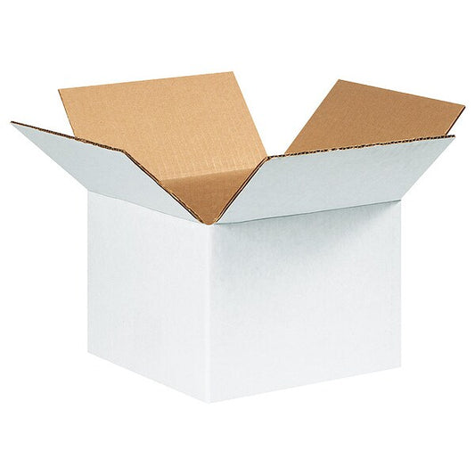 Corrugated Boxes, 6" x 6" x 4", White, 25/Bundle