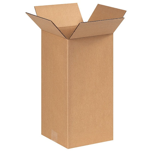 Tall Corrugated Boxes, 6" x 6" x 14", Kraft, 25/Bundle