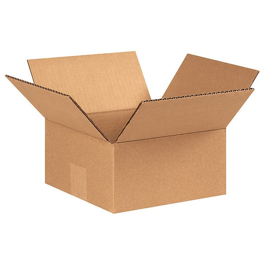 Flat Corrugated Boxes, 7" x 7" x 3", Kraft, 25/Bundle