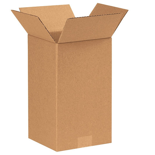 Tall Corrugated Boxes, 7" x 7" x 14", Kraft, 25/Bundle