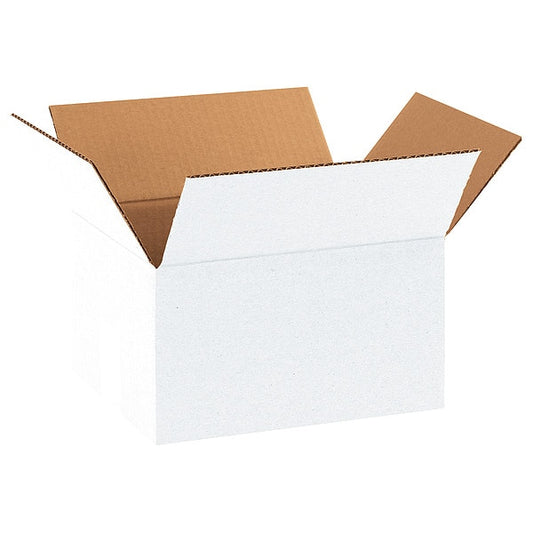 Corrugated Boxes, 8" x 6" x 4", White, 25/Bundle
