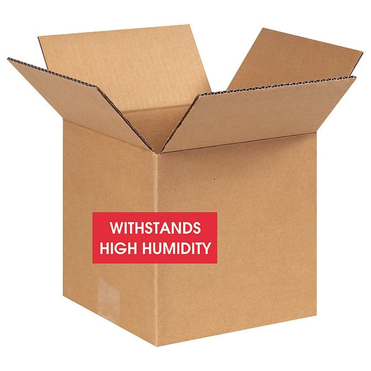 Weather Resistant Corrugated Boxes, W5C, 8" x 8" x 8", Kraft, 25/Bundle