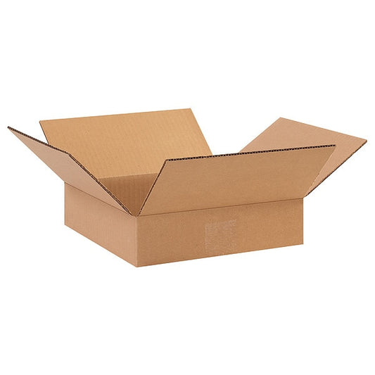 Flat Corrugated Boxes, 10" x 10" x 2", Kraft, 25/Bundle