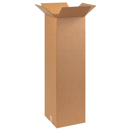 Tall Corrugated Boxes, 10" x 10" x 30", Kraft, 25/Bundle