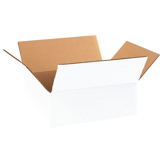 Corrugated Boxes, 11 1/4" x 8 3/4" x 4", White, 25/Bundle