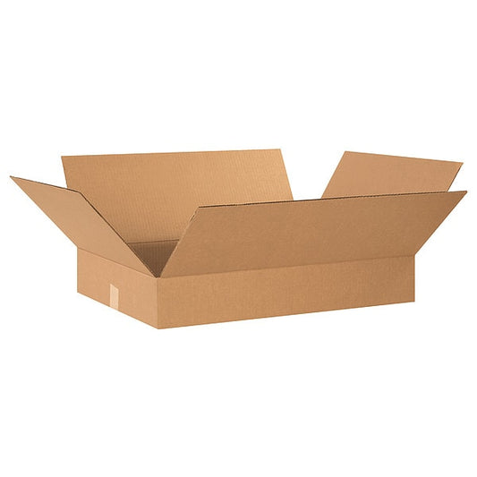 Flat Corrugated Boxes, 24" x 17" x 3", Kraft, 25/Bundle