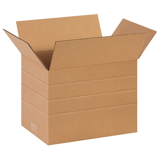 Multi-Depth Corrugated Boxes, 14" x 10" x 10", Kraft, 25/Bundle