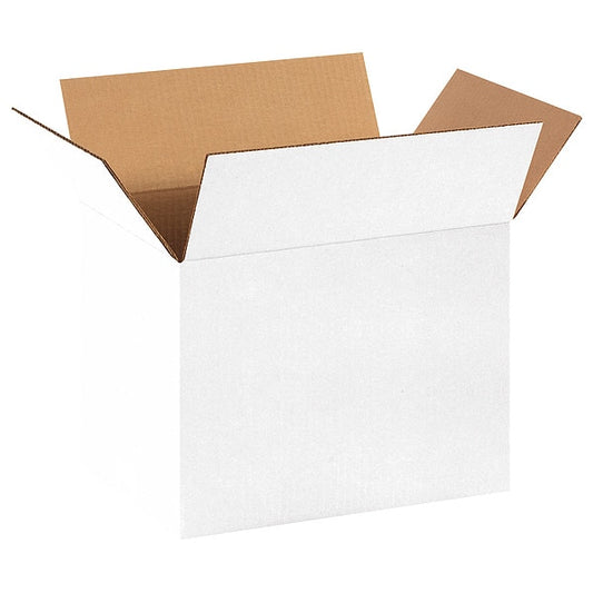 Corrugated Boxes, 14" x 10" x 10", White, 25/Bundle