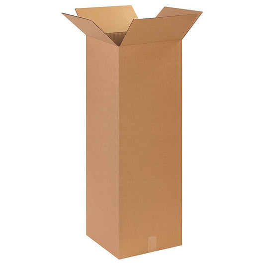 Tall Corrugated Boxes, 14" x 14" x 40", Kraft, 15/Bundle