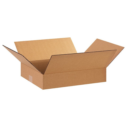 Flat Corrugated Boxes, 15" x 12" x 3", Kraft, 25/Bundle
