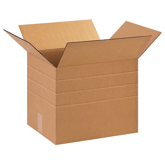 Multi-Depth Corrugated Boxes, 15" x 12" x 12", Kraft, 25/Bundle