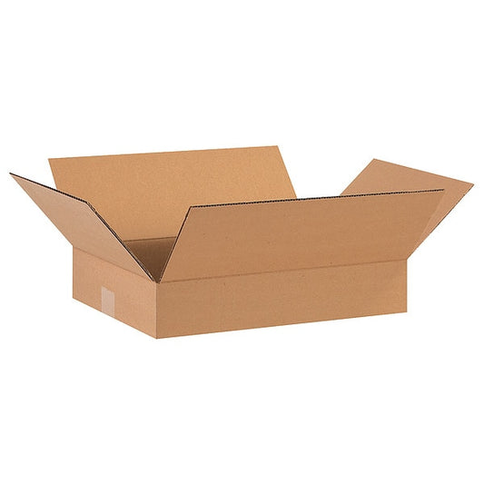 Flat Corrugated Boxes, 16" x 12" x 3", Kraft, 25/Bundle