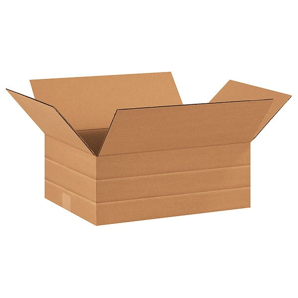 Multi-Depth Corrugated Boxes, 16" x 12" x 6", Kraft, 25/Bundle