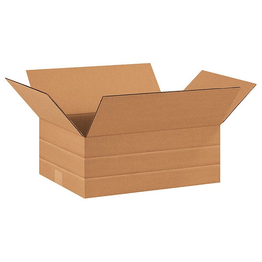 Multi-Depth Corrugated Boxes, 16" x 12" x 6", Kraft, 25/Bundle