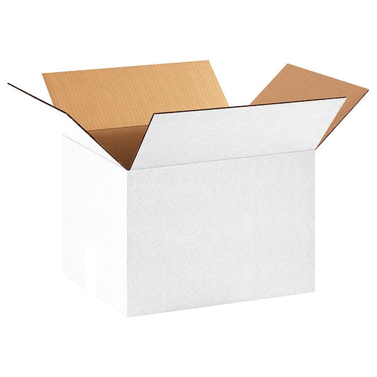 Corrugated Boxes, 16" x 12" x 12", White, 25/Bundle