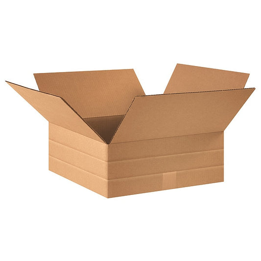 Multi-Depth Corrugated Boxes, 16" x 16" x 6", Kraft, 25/Bundle