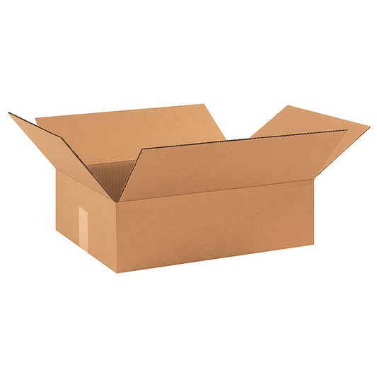 Flat Corrugated Boxes, 17 1/2" x 12" x 3", Kraft, 25/Bundle