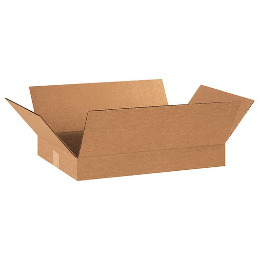 Flat Corrugated Boxes, 18" x 12" x 2", Kraft, 25/Bundle