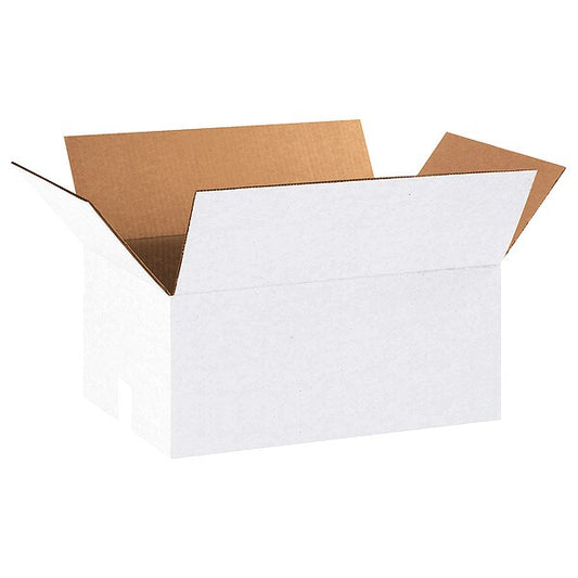 Corrugated Boxes, 18" x 12" x 8", White, 25/Bundle