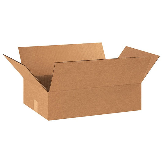Flat Corrugated Boxes, 18" x 13" x 5", Kraft, 25/Bundle