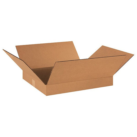 Flat Corrugated Boxes, 18" x 16" x 2", Kraft, 25/Bundle