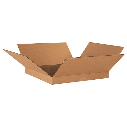 Flat Corrugated Boxes, 18" x 18" x 2", Kraft, 25/Bundle
