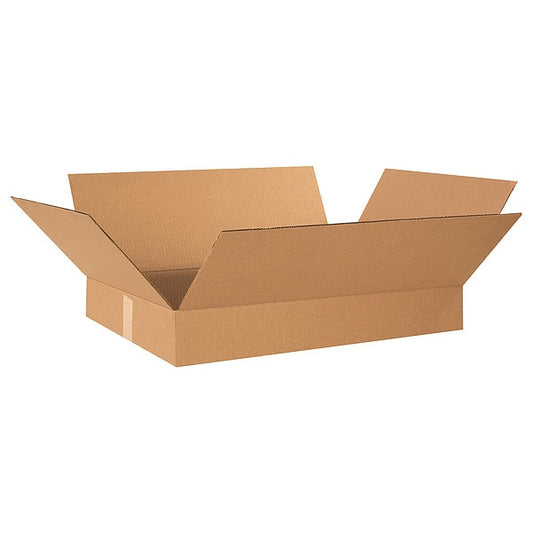 Flat Corrugated Boxes, 19" x 12" x 3", Kraft, 25/Bundle