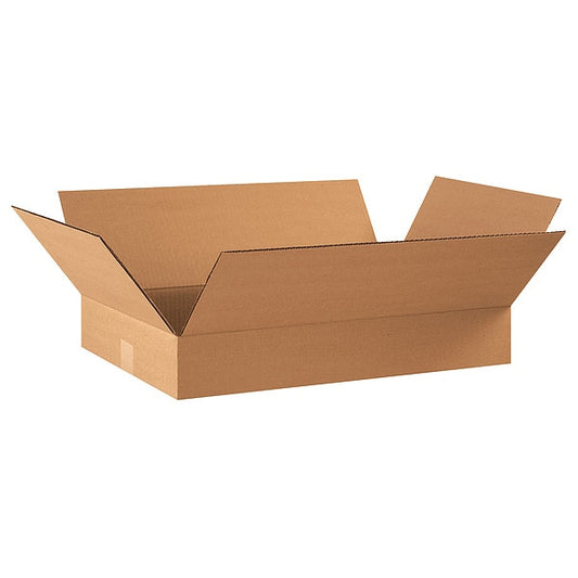 Flat Corrugated Boxes, 22" x 14" x 4", Kraft, 25/Bundle