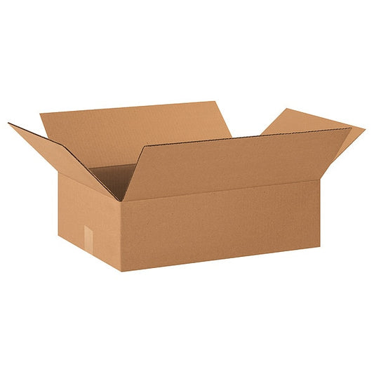 Flat Corrugated Boxes, 20" x 14" x 6", Kraft, 25/Bundle