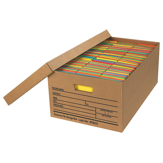 Economy File Storage Boxes, 24" x 15" x 10", Kraft, 12/Case