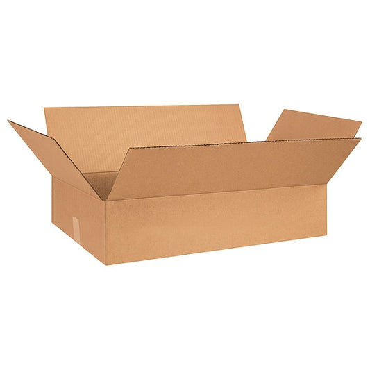 Flat Corrugated Boxes, 30" x 20" x 8", Kraft, 15/Bundle