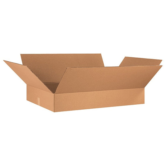 Flat Corrugated Boxes, 34" x 21" x 6", Kraft, 10/Bundle