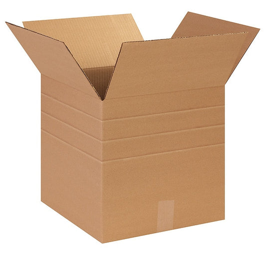 Multi-Depth Corrugated Boxes, 14" x 14" x 14", Kraft, 25/Bundle
