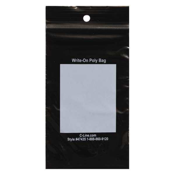 Recloseable Poly Bags, 3" x 5", Black, 1000 PK