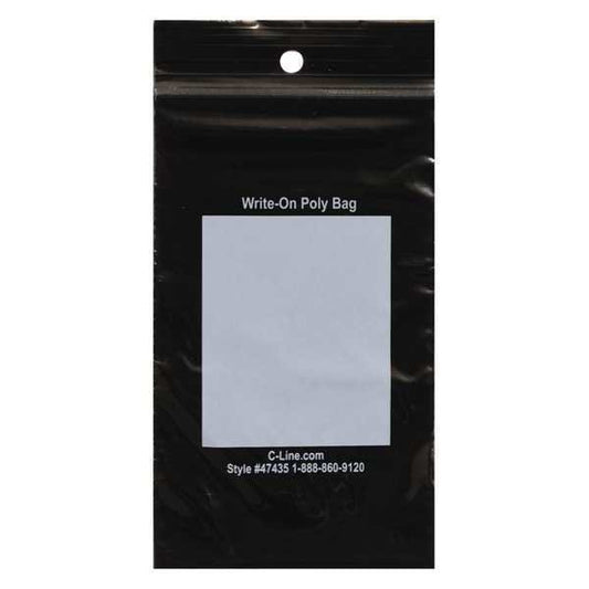 Recloseable Poly Bags, 3" x 5", Black, 1000 PK