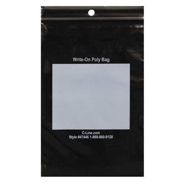 Recloseable Poly Bags, 4" x 6", Black, 1000 PK