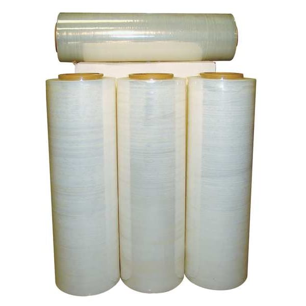 Hand Stretch Wrap, 18 in W x 1500 ft L, 70 ga, Cast Style, Clear, Standard Duty, 4PK
