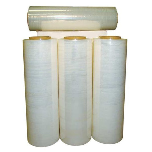 Hand Stretch Wrap, 18 in W x 1500 ft L, 70 ga, Cast Style, Clear, Standard Duty, 4PK