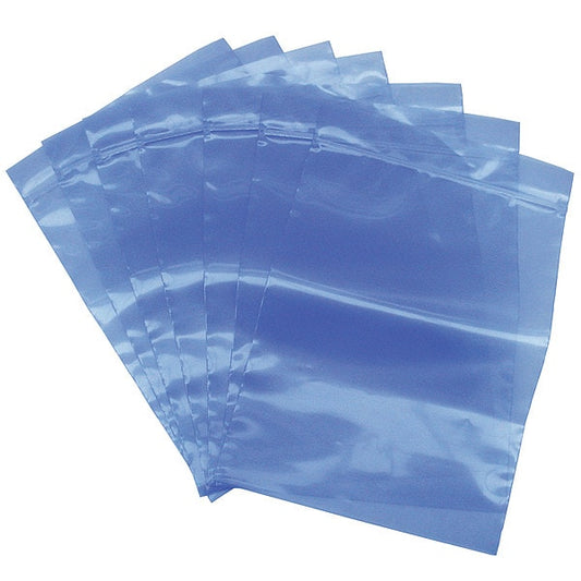 Corrosion-Inhibiting VCI Reclosable Bag, Zip Seal, 5 in L, 3 in W, 4 mil Thick, Blue