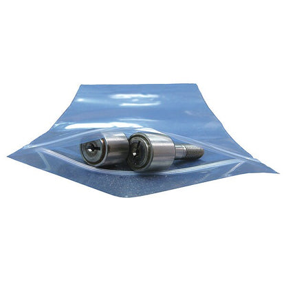 Corrosion-Inhibiting VCI Reclosable Bag, Zip Seal, 15 in L, 12 in W, 4 mil Thick, Blue