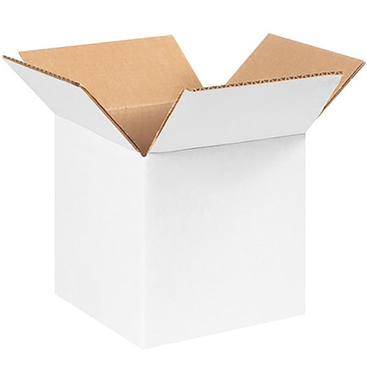 Corrugated Boxes, 6" x 6" x 6", White, 25/Bundle