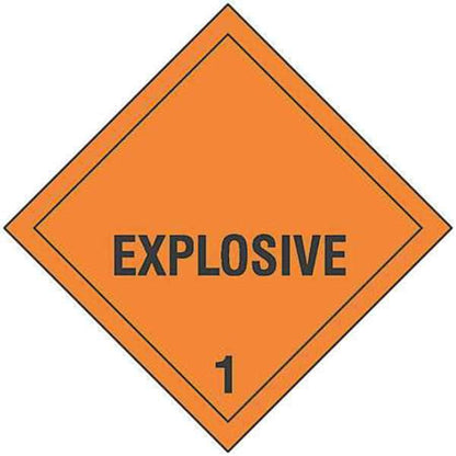 Explosive DOT Label, Class 1, Black/Orange, Pk100