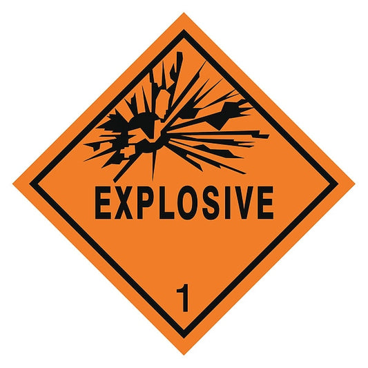Explosive DOT Label, Class 1, Black/Orange, Pk100